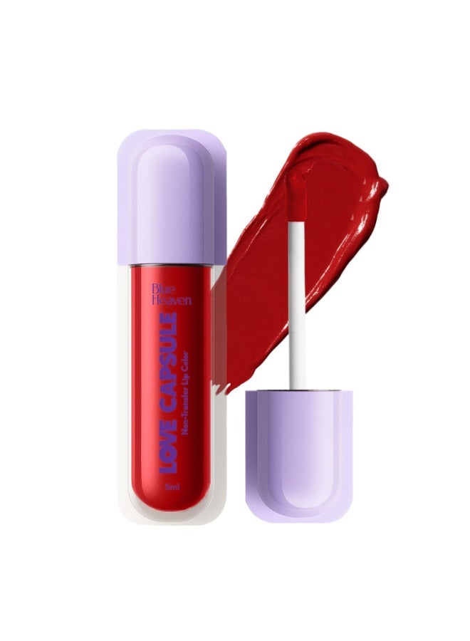Blue Heaven Love Capsule Non Transfer Lip Colour | Intense Color Payoff | Long Lasting | One Swipe Formula | Liquid lipstick Waterproof & Smudge Proof | Overdosed Red, 5ml - Image 1